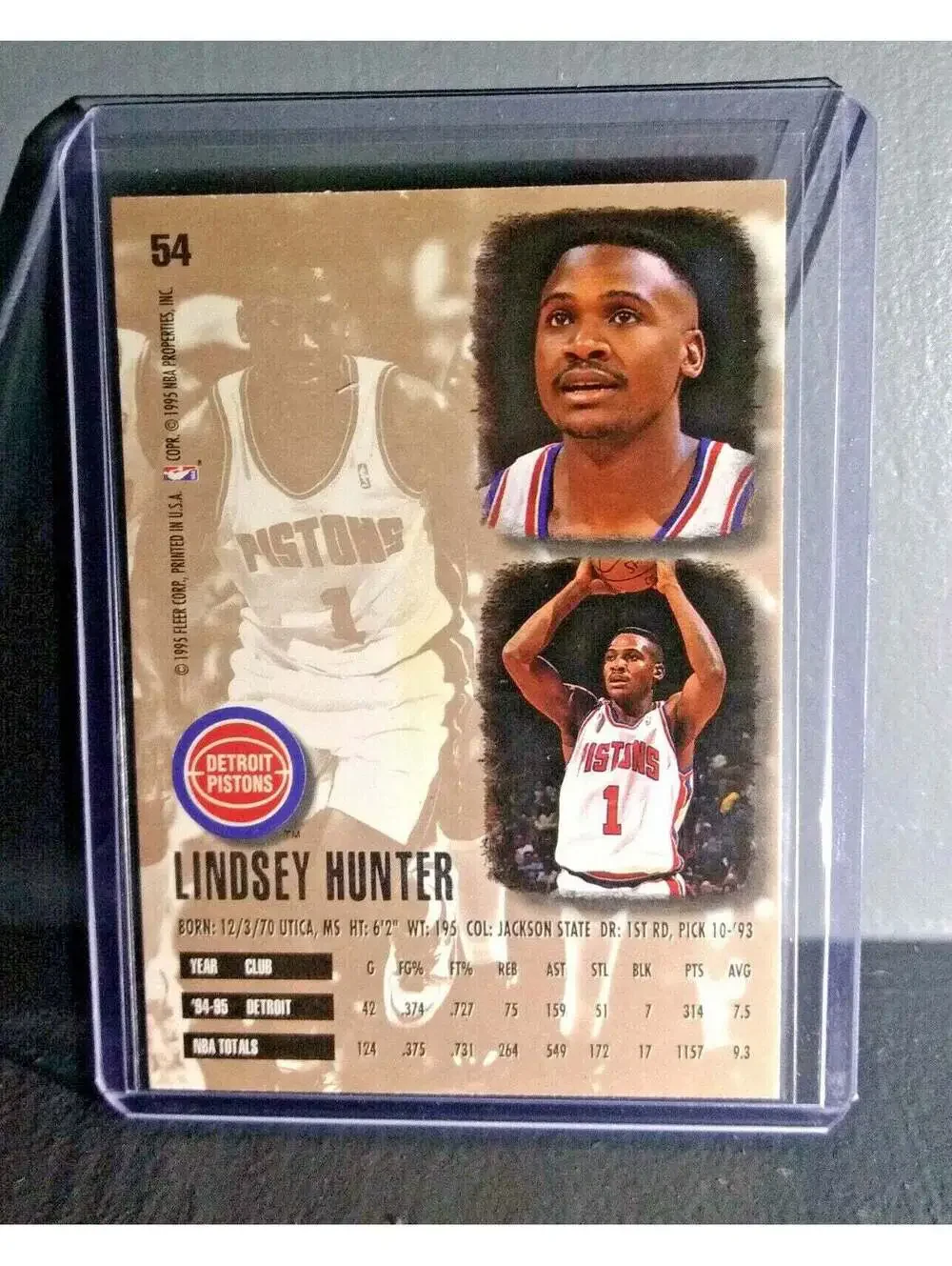 1995-96 Lindsey Hunter Fleer Ultra #54 Basketball Card